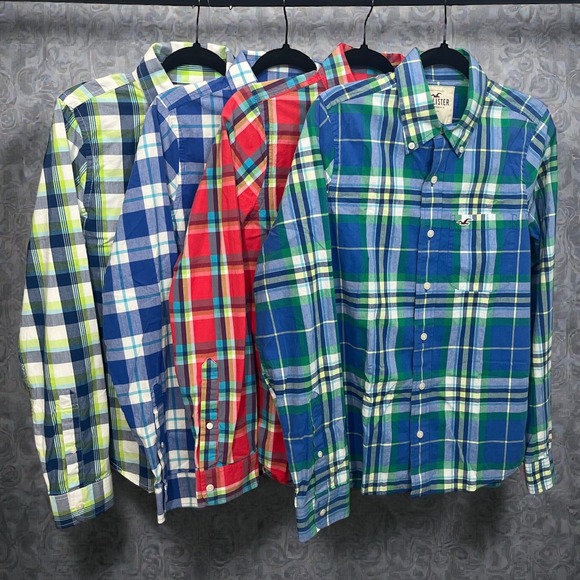 Hollister Other - Hollister Plaid Button Down Shirt Lot Of 4 Men's Size M Long Sleeve 90's  Y2K
